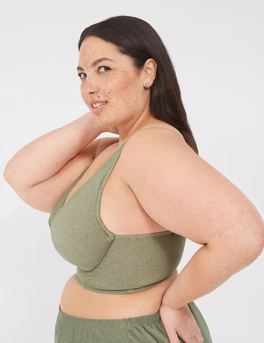 Green Lane Bryant Lurex Underwire Knot-Front Women Bikini Top | XXD6035OW