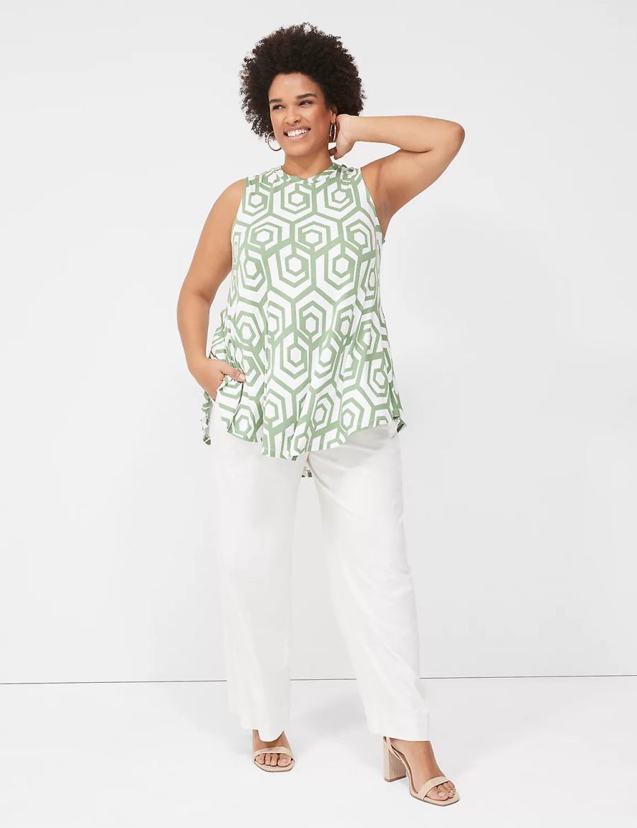 Green Lane Bryant Max Swing Sleeveless High-Neck Tunic Women T Shirts | PGK4791PN