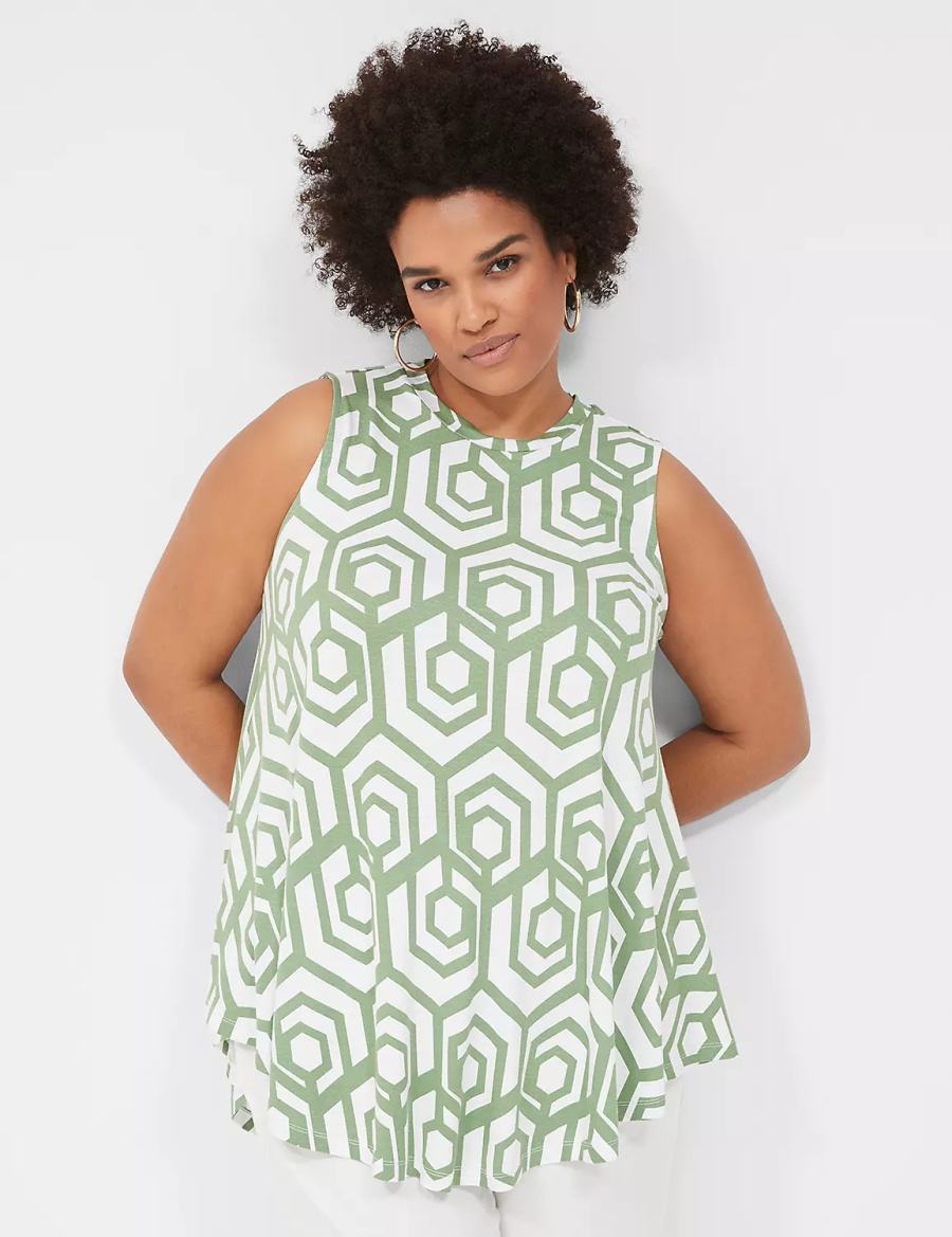 Green Lane Bryant Max Swing Sleeveless High-Neck Tunic Women T Shirts | PGK4791PN