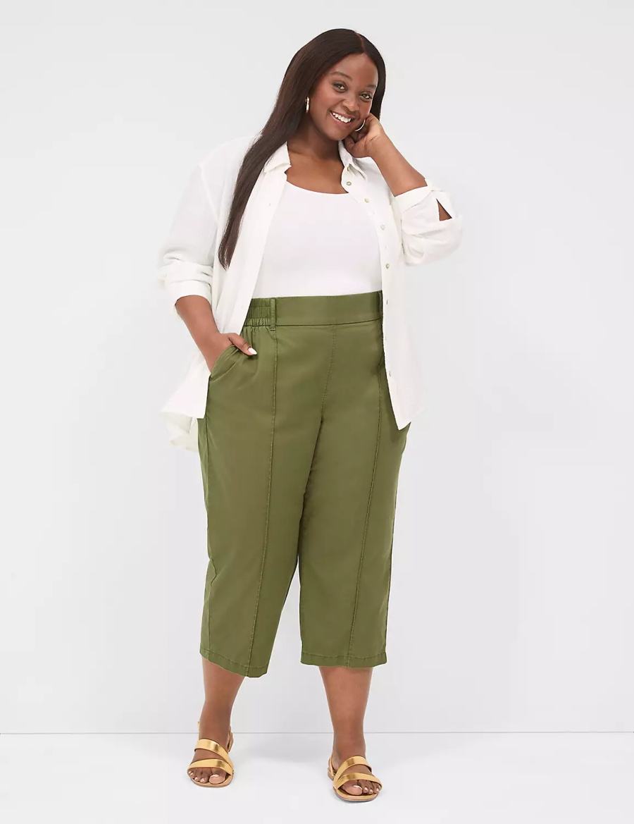 Green Lane Bryant Pull-On Soft Twill Capri Women Pants | JHM829FG