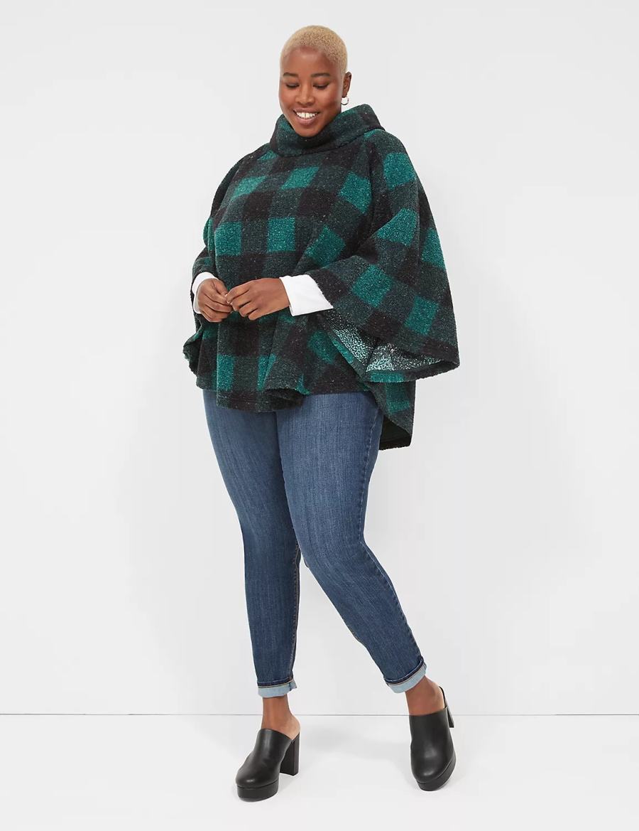 Green Lane Bryant Relaxed Cowlneck Pullover Poncho Women Pullover | ULB6370JG