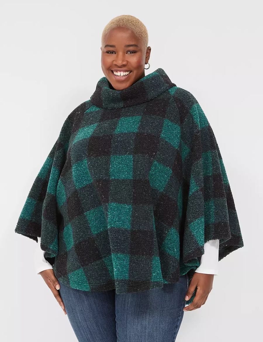 Green Lane Bryant Relaxed Cowlneck Pullover Poncho Women Pullover | ULB6370JG