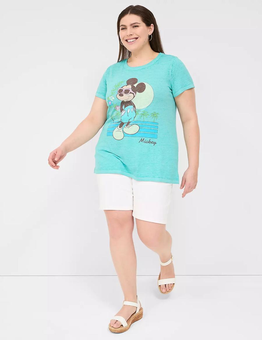 Green Lane Bryant Rhinestone Mickey Graphic Tee Women T Shirts | YGO7999CY