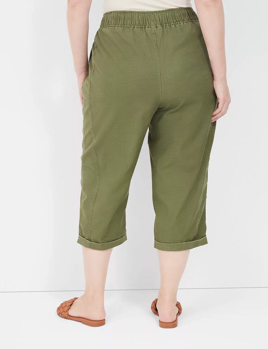 Green Lane Bryant Slub Pull-On Crop Women Pants | AOC7288TY