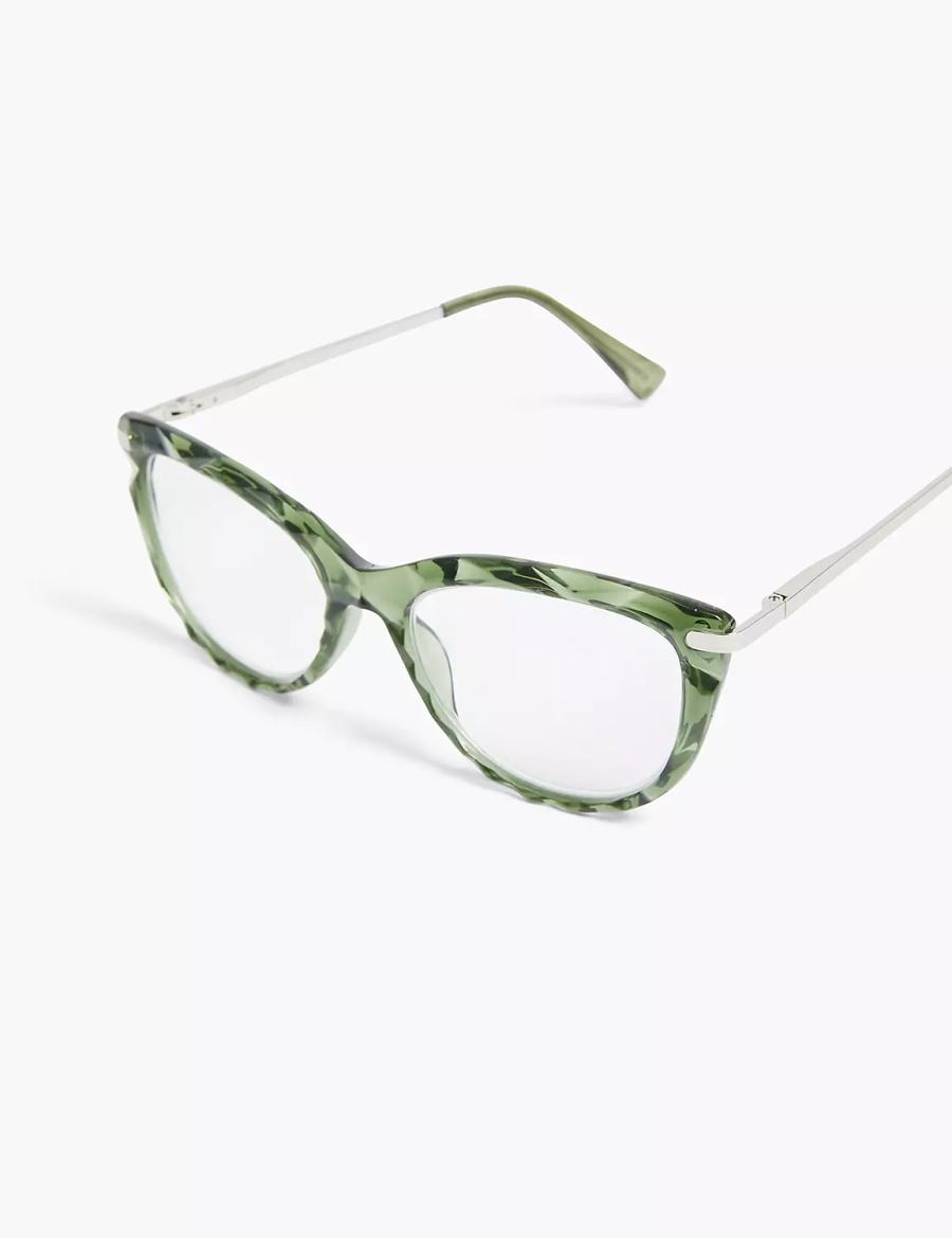 Green Lane Bryant Textured Cateye Reader Women Glasses | HGO122HJ