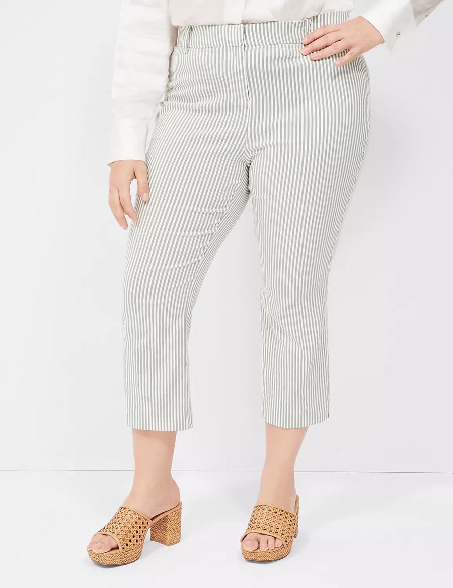 Green Stripes Lane Bryant 4-Season Slim Capri Women Pants | JVZ9848BL