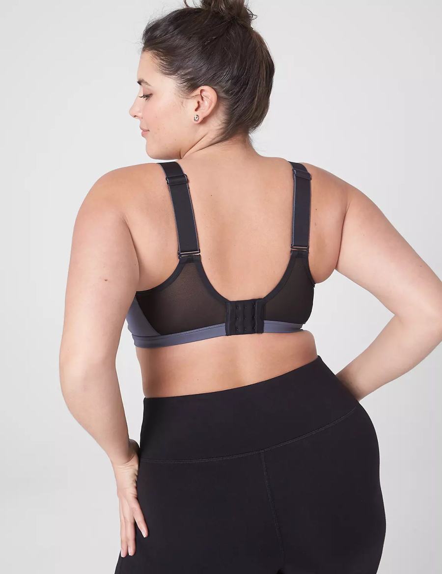 Grey Black Lane Bryant LIVI High-Impact Wicking Underwire Women Sports Bra | HNW7480RH