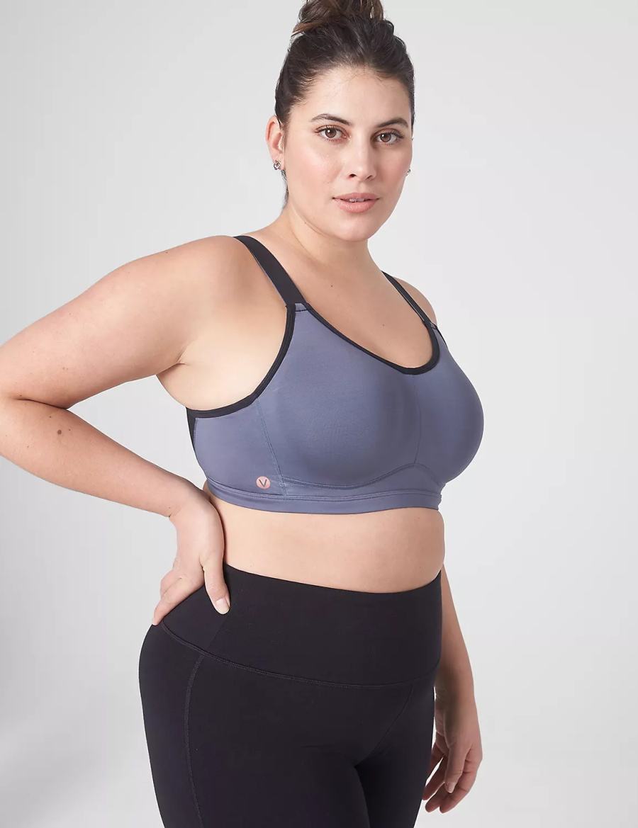 Grey Black Lane Bryant LIVI High-Impact Wicking Underwire Women Sports Bra | HNW7480RH