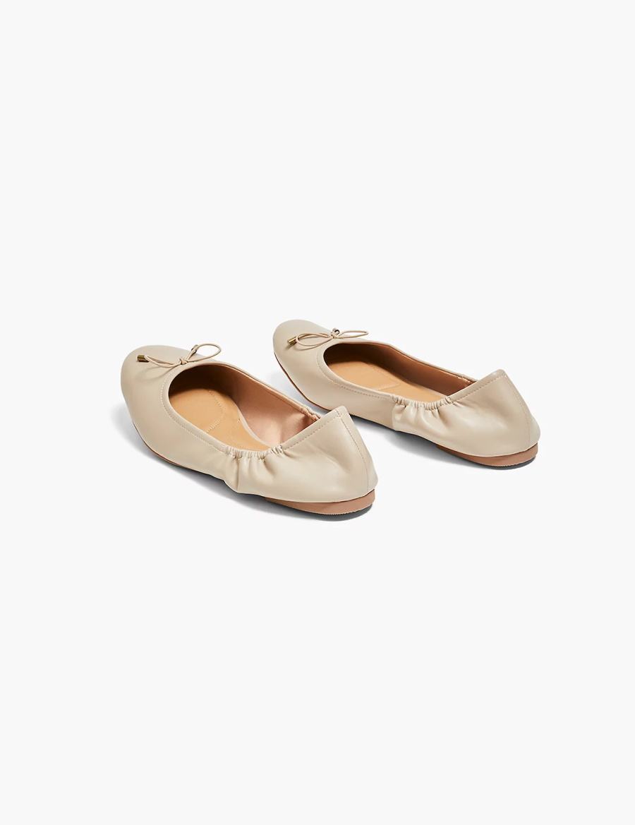 Grey Brown Lane Bryant Dream Cloud Bow Women Ballet Flats | UWS531ZJ