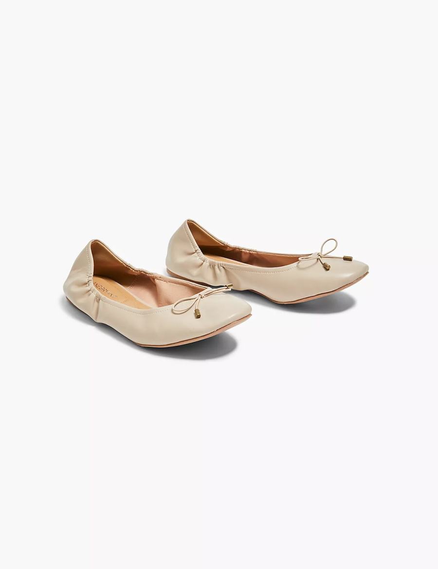 Grey Brown Lane Bryant Dream Cloud Bow Women Ballet Flats | UWS531ZJ