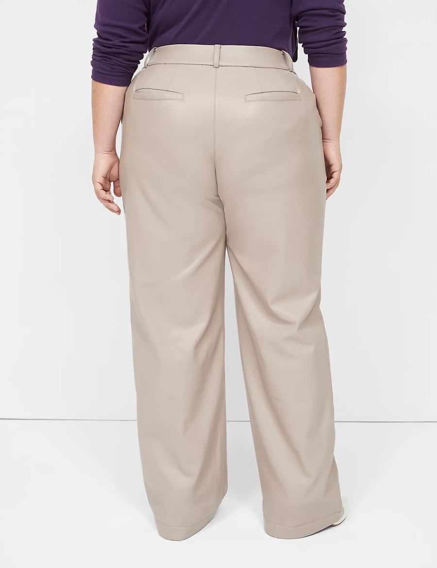 Grey Brown Lane Bryant Faux-Leather Straight Leg Women Pants | RAA7145CA