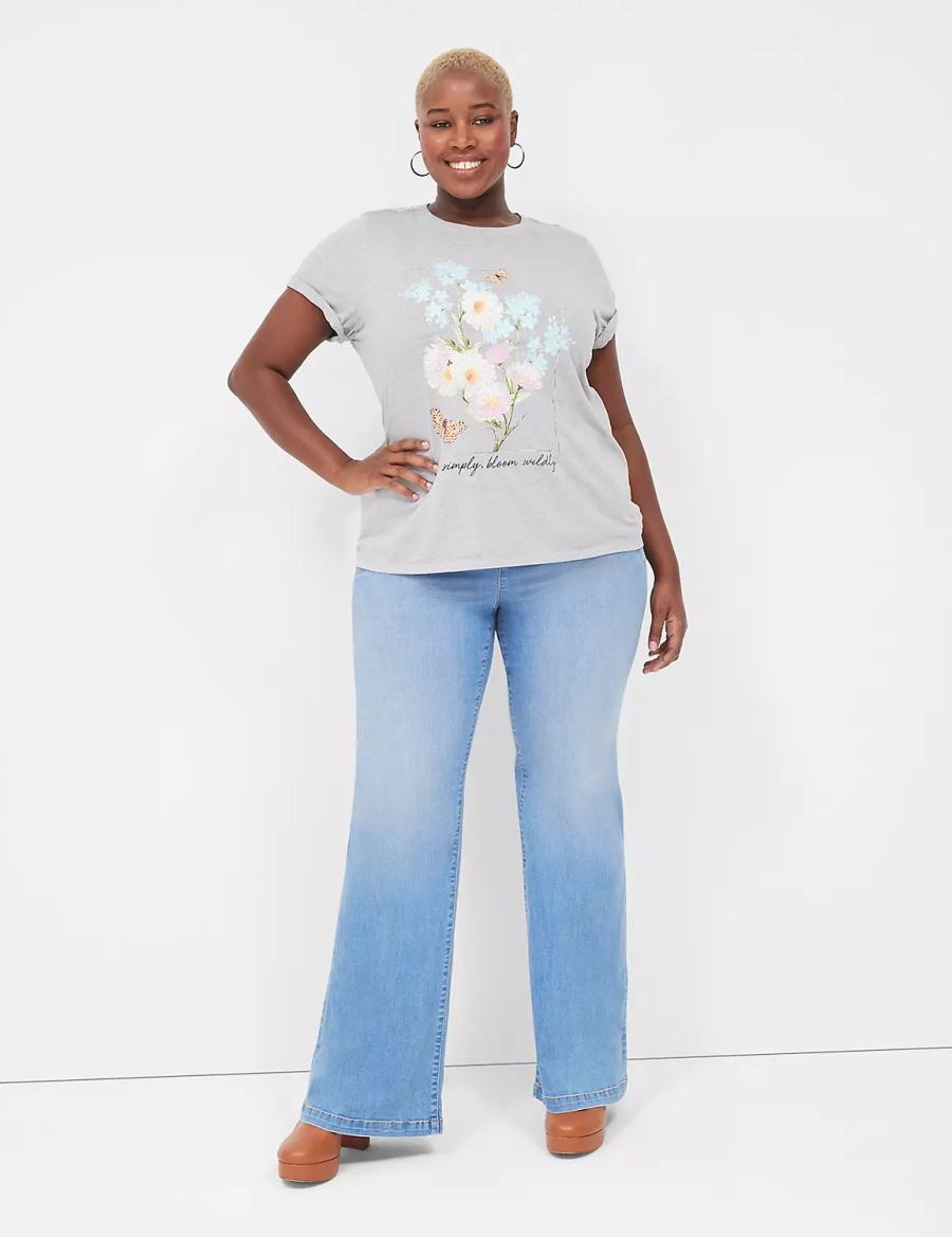 Grey Lane Bryant Bloom Wildly Graphic Tee Women T Shirts | MNO9397YW