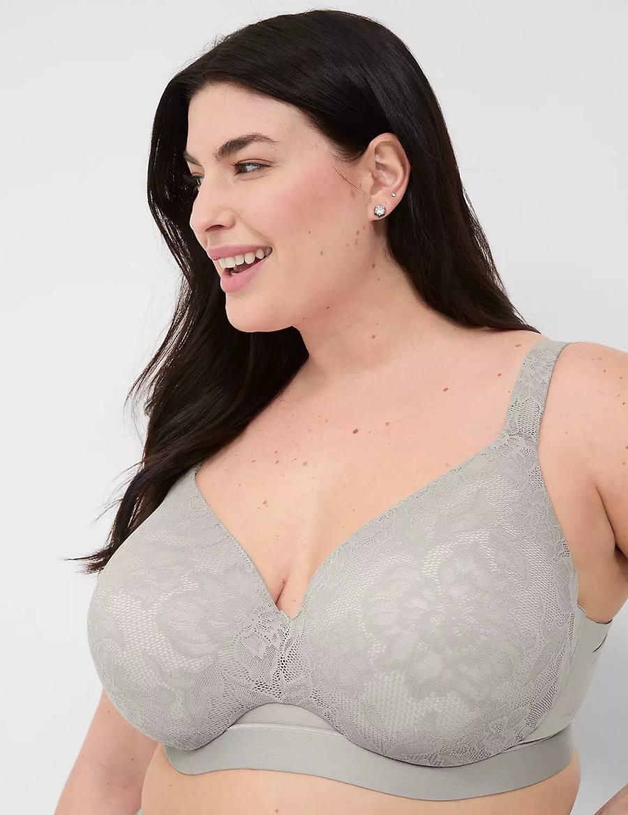 Grey Lane Bryant Comfort Bliss Lightly Lined Full Coverage With Lace Women Bralettes | KHK7336UN