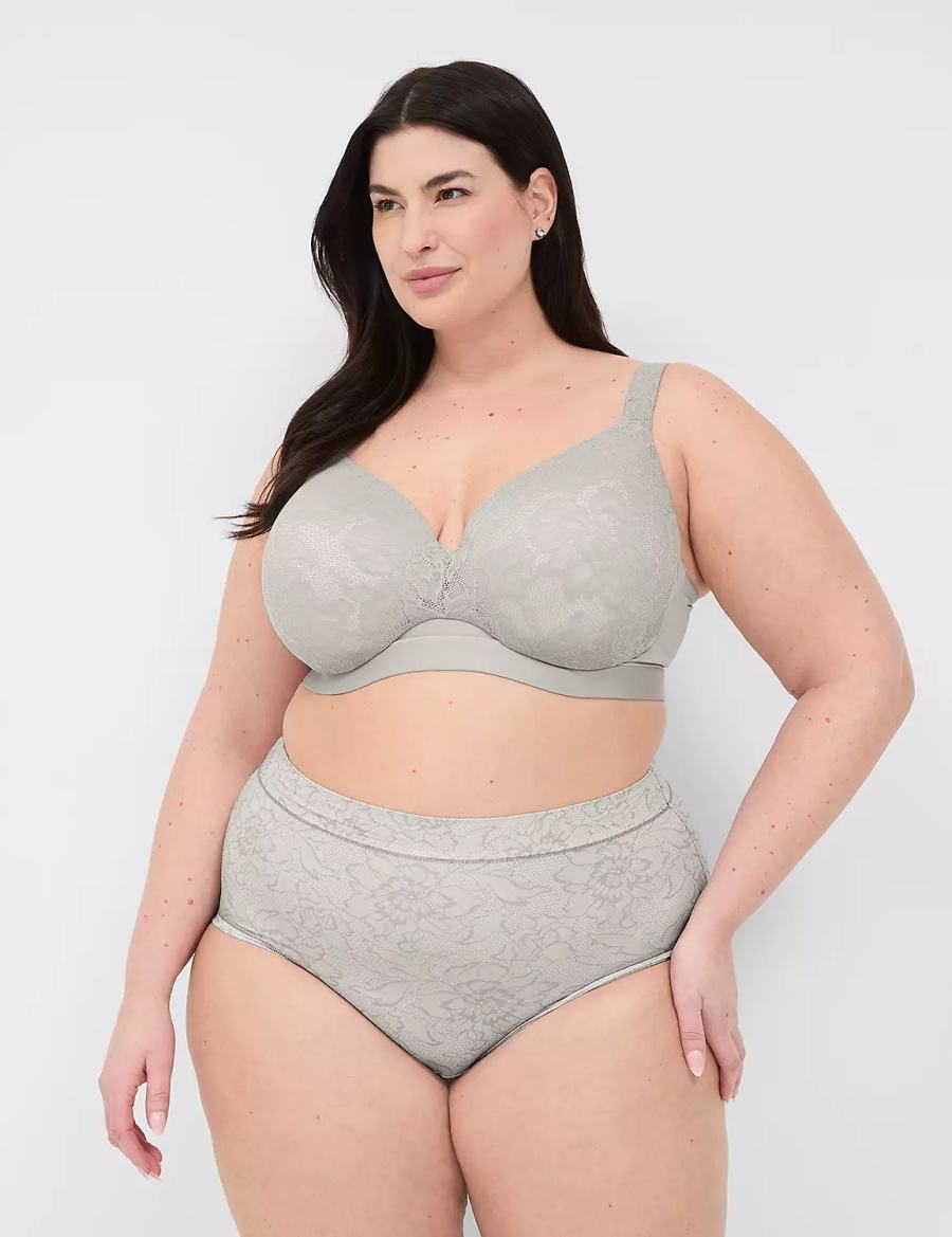 Grey Lane Bryant Comfort Bliss Lightly Lined Full Coverage With Lace Women Bralettes | KHK7336UN