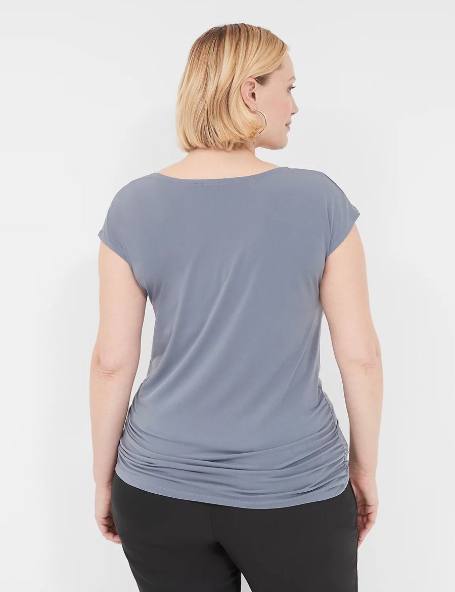 Grey Lane Bryant Cowlneck Shirred-Side Top Women T Shirts | EKW9570AC