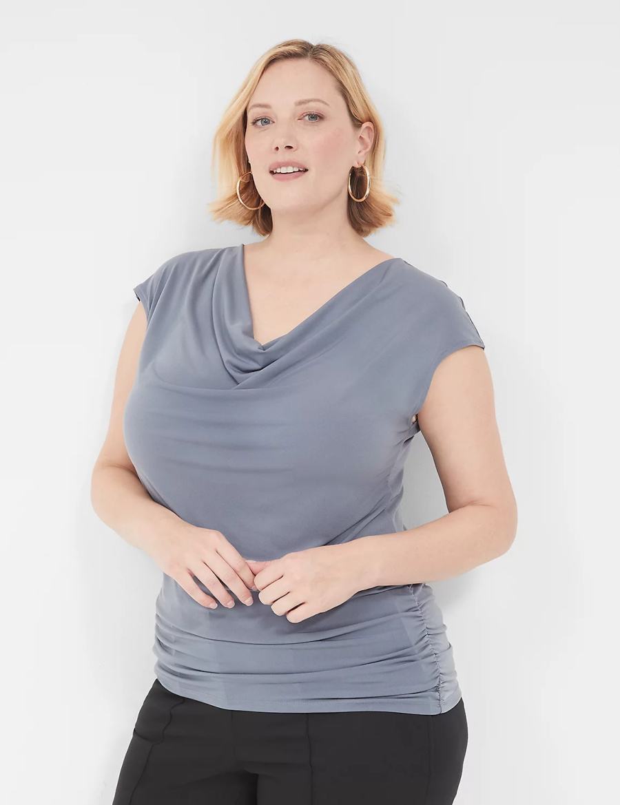 Grey Lane Bryant Cowlneck Shirred-Side Top Women T Shirts | EKW9570AC