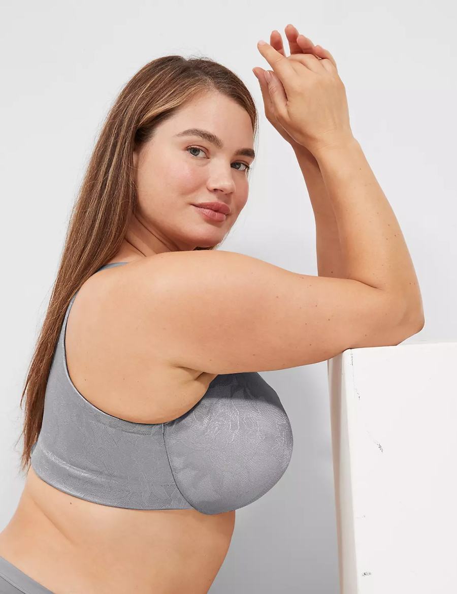 Grey Lane Bryant Invisible Lace Backsmoother Lightly Lined Women Balconette Bra | JHU1042SN