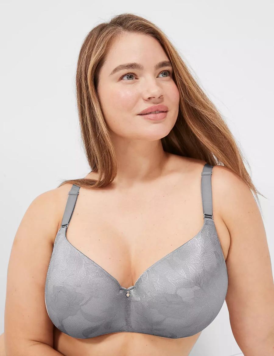 Grey Lane Bryant Invisible Lace Backsmoother Lightly Lined Women Balconette Bra | JHU1042SN