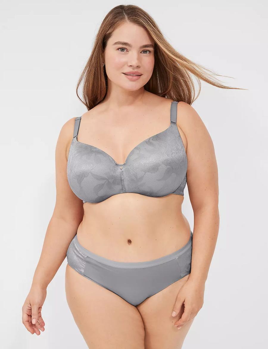 Grey Lane Bryant Invisible Lace Backsmoother Lightly Lined Women Balconette Bra | JHU1042SN