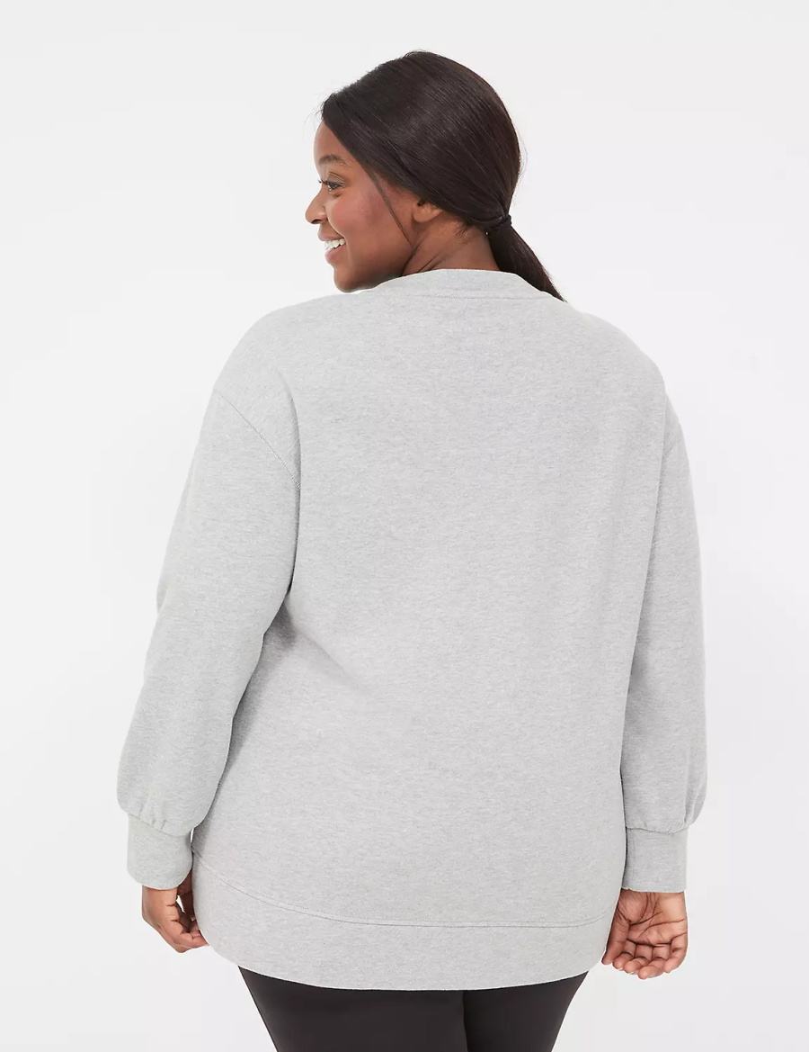 Grey Lane Bryant LIVI Crew-Neck French Terry Women Sweatshirts | AYN6310MD