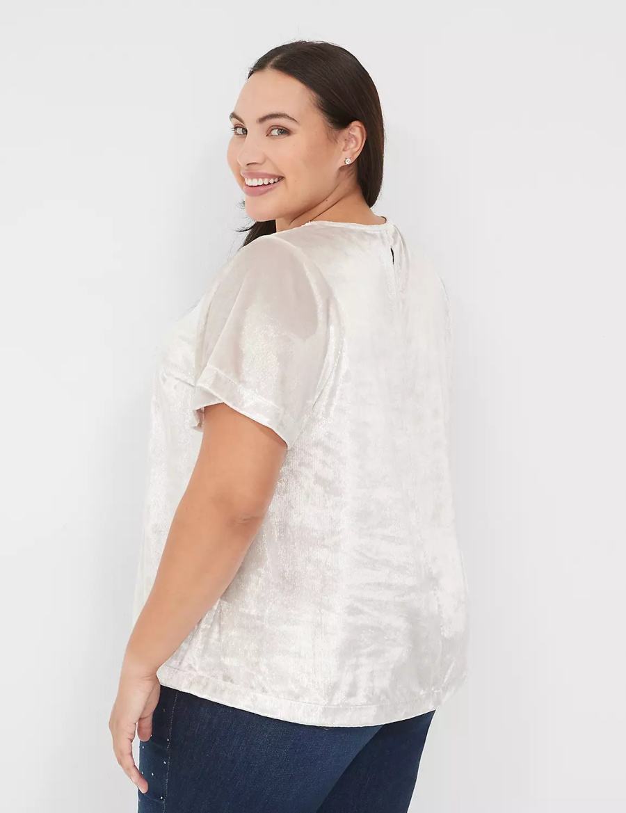 Grey Lane Bryant Lurex Boatneck Swing Top Women T Shirts | RSM2829BL