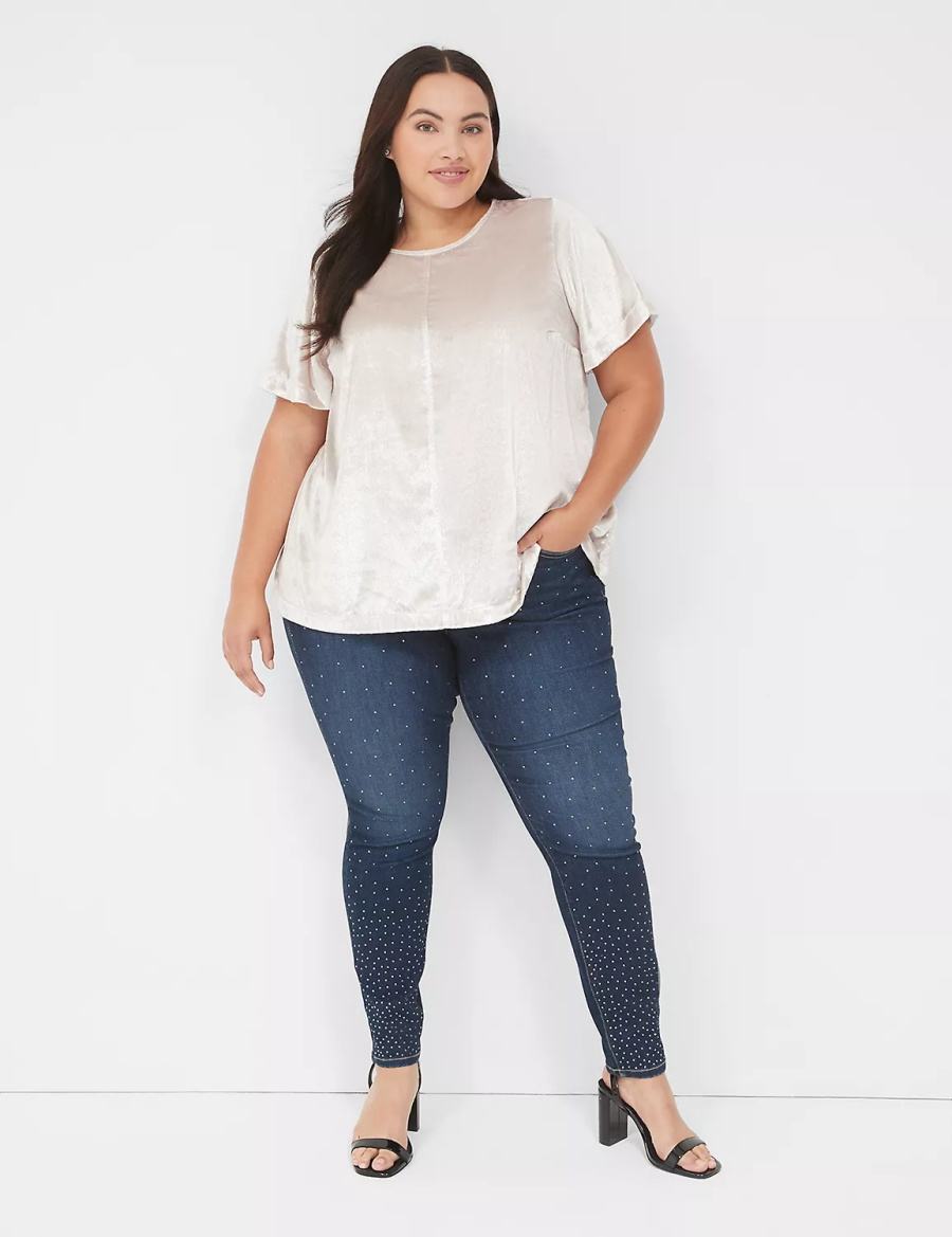 Grey Lane Bryant Lurex Boatneck Swing Top Women T Shirts | RSM2829BL