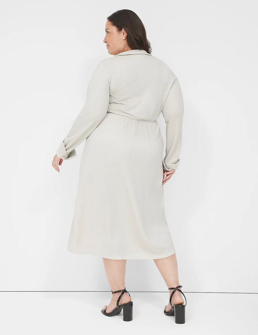 Grey Lane Bryant Lurex Faux-Wrap Collar Women Maxi Dress | NUV715QF