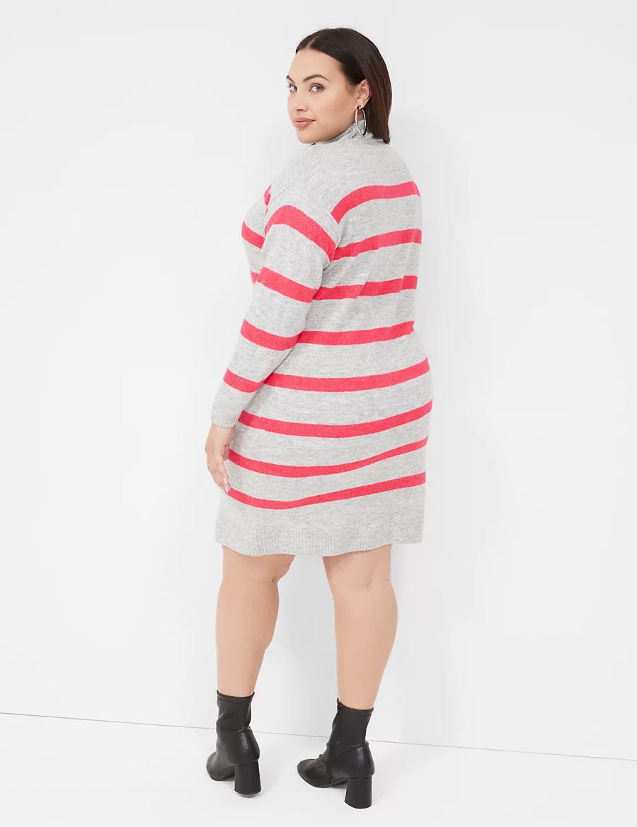 Grey Lane Bryant Mock-Neck Striped Sweater Women Knitted Dress | UAY5094KB