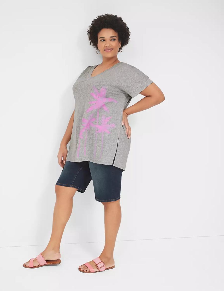 Grey Lane Bryant Palm Trees Graphic Easy Tunic Women T Shirts | COW214UF