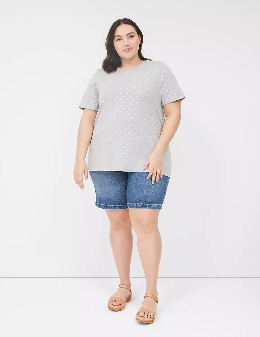 Grey Lane Bryant Perfect Sleeve Crew-Neck Tee Women T Shirts | GTM4826DJ