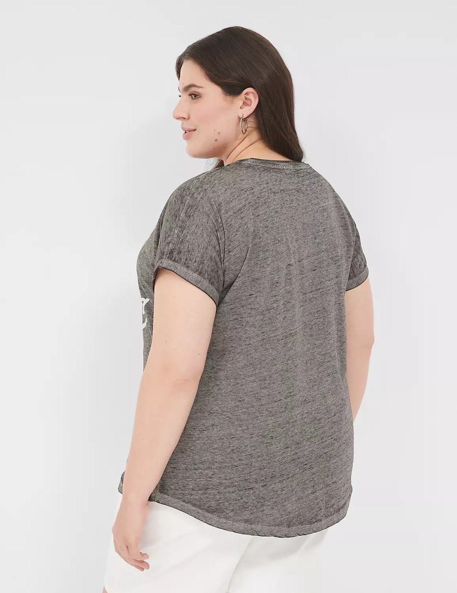 Grey Lane Bryant Probably Late For Something Graphic Tee Women T Shirts | QOY5058ND