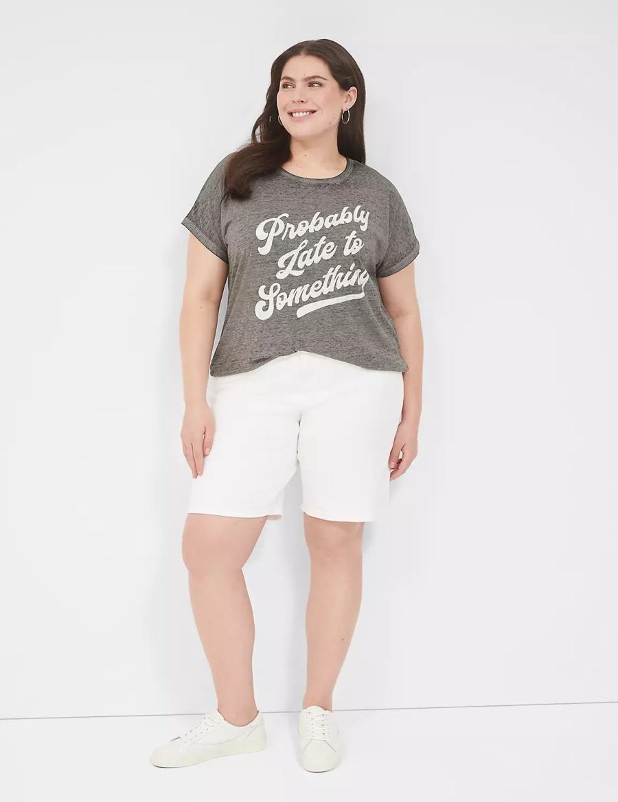 Grey Lane Bryant Probably Late For Something Graphic Tee Women T Shirts | QOY5058ND