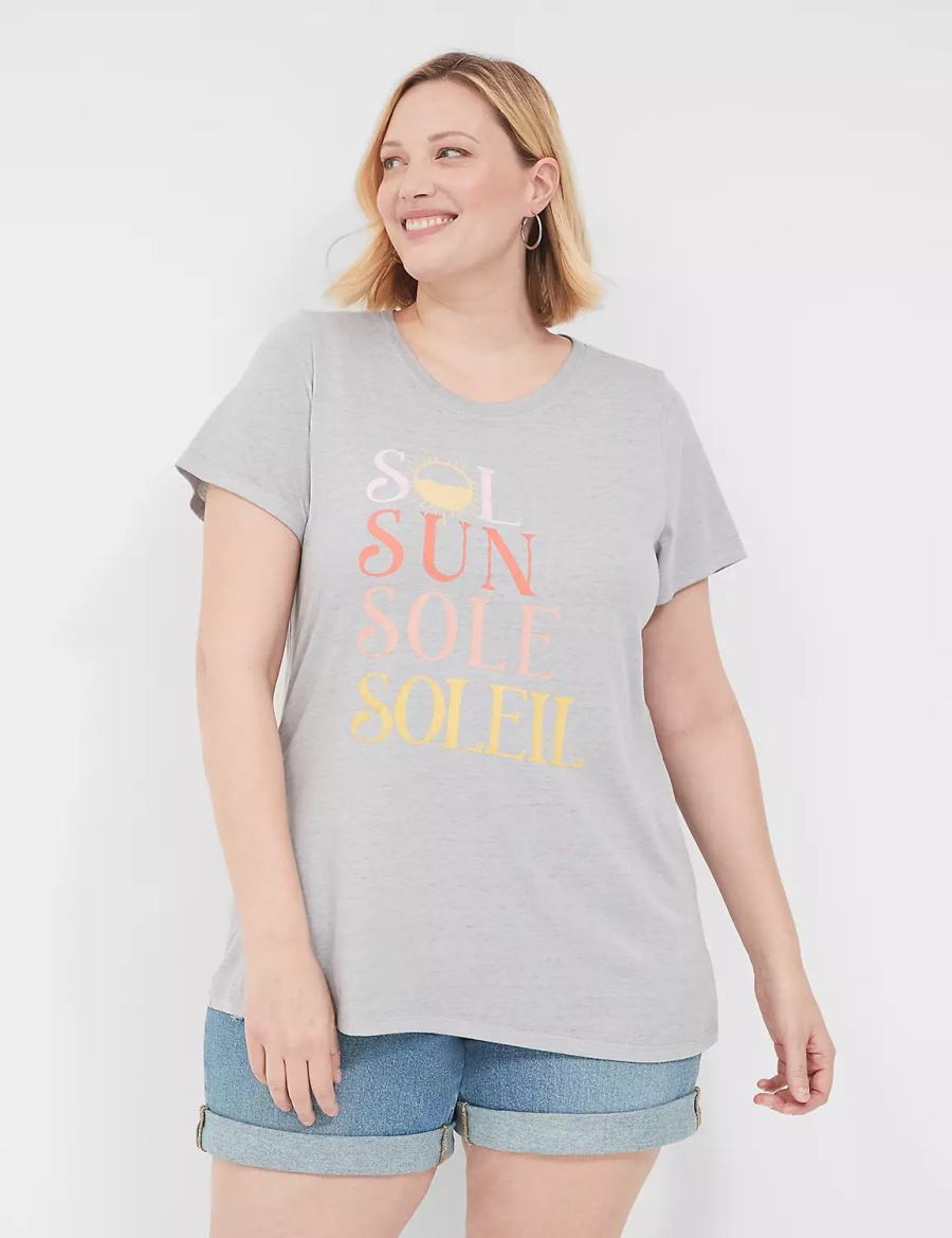 Grey Lane Bryant Sol Sun Graphic Tee Women T Shirts | TDH7593HL