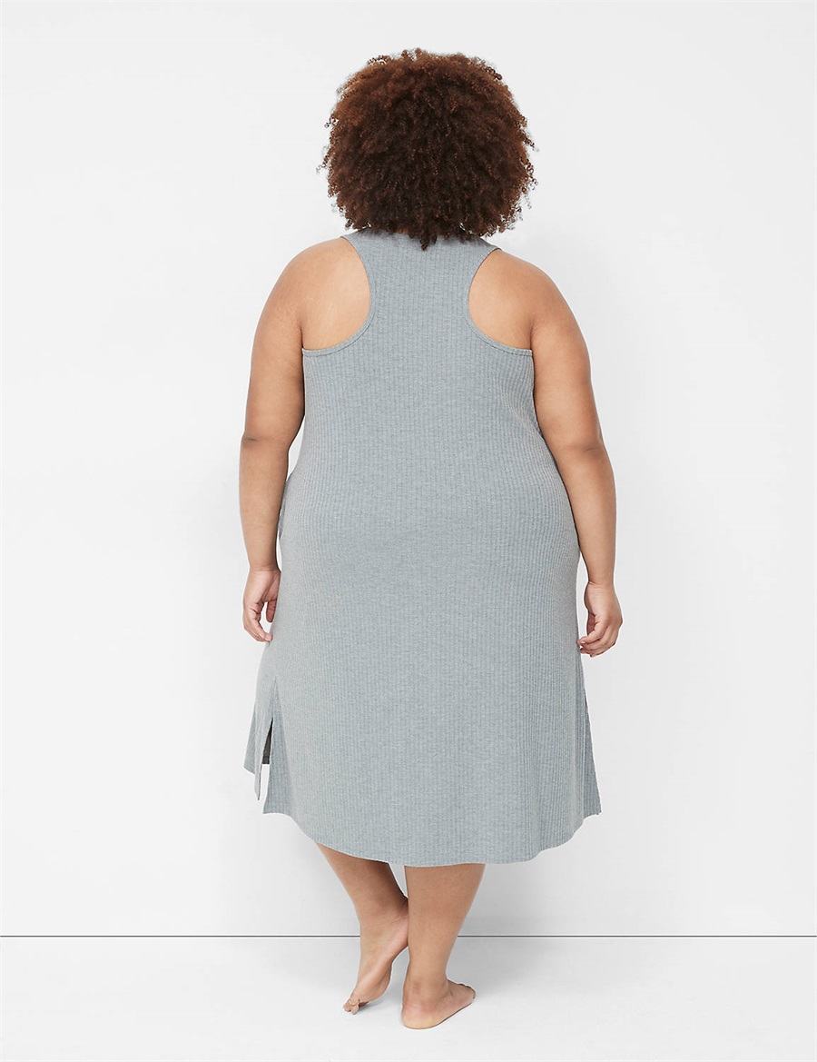 Grey Lane Bryant Wide Rib High-Slit Midi Women Dress | HBU7283BZ