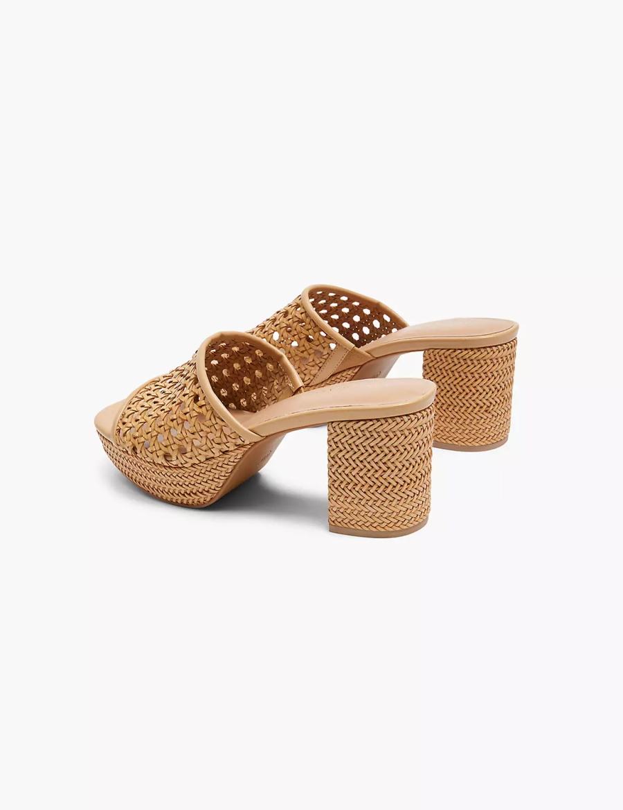 Khaki Lane Bryant Dream Cloud Woven Faux-Leather Slip-On Heel Women Heels Sandals | JVJ728OZ