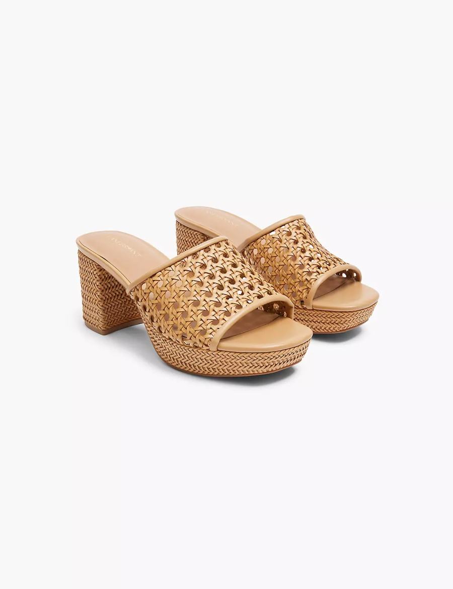 Khaki Lane Bryant Dream Cloud Woven Faux-Leather Slip-On Heel Women Heels Sandals | JVJ728OZ