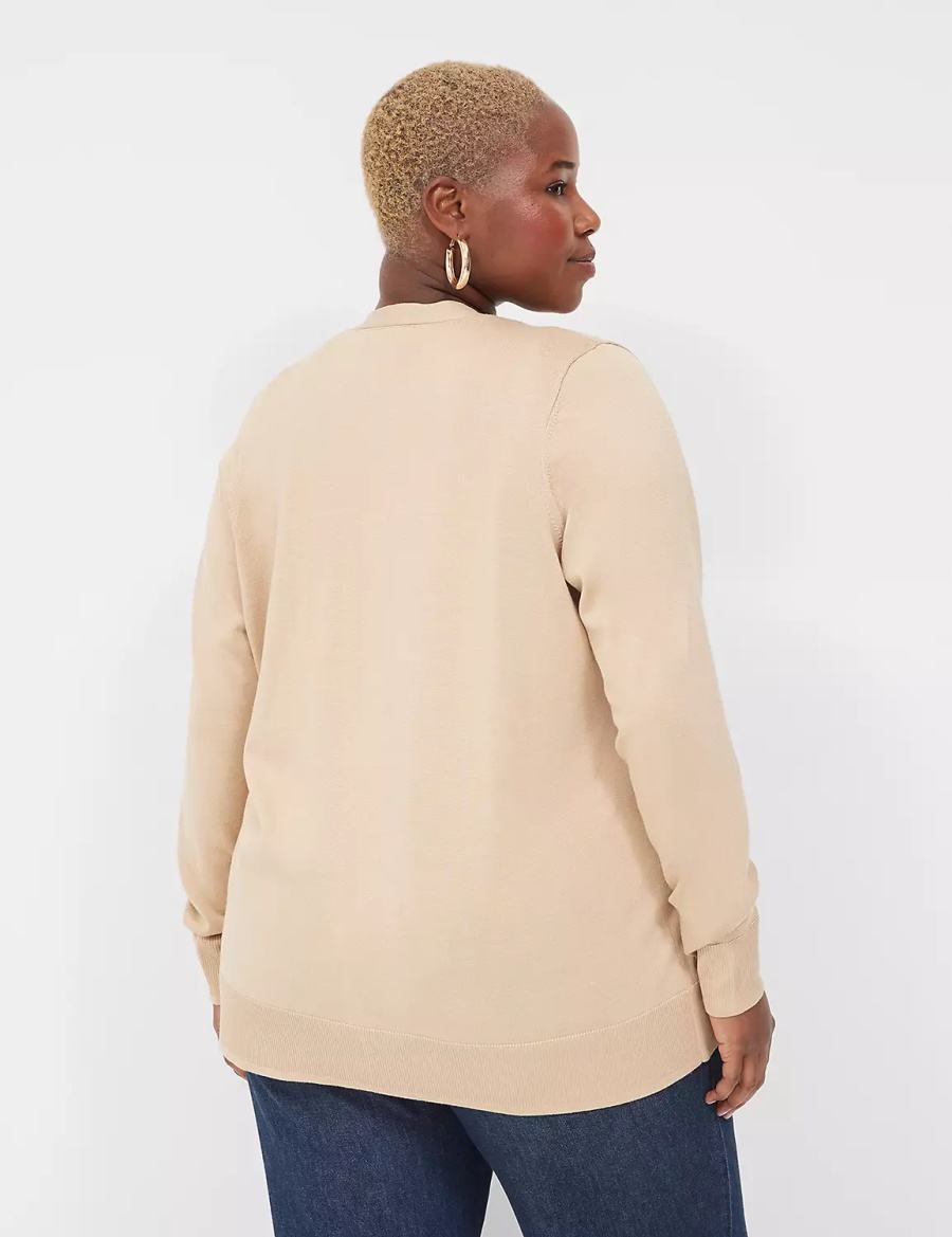 Khaki Lane Bryant Modern Long-Sleeve Open-Front Women Cardigan | YSC7961XE