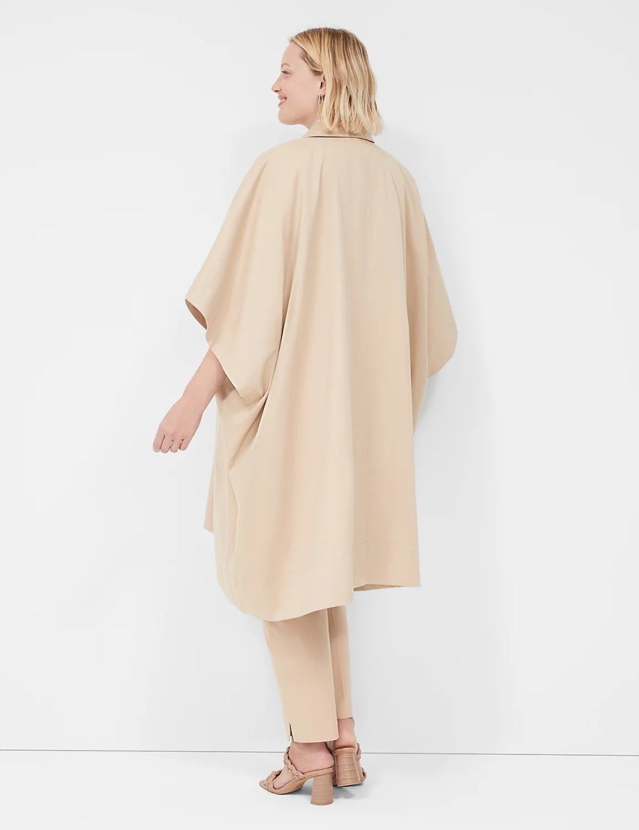 Khaki Lane Bryant Oversized Trench Poncho Women Ponchos | MZK113IJ