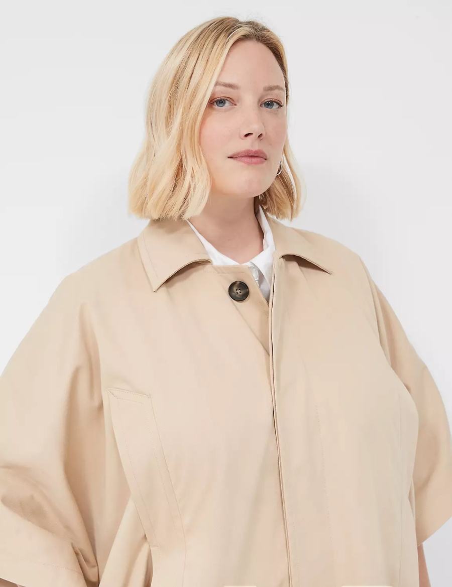 Khaki Lane Bryant Oversized Trench Poncho Women Ponchos | MZK113IJ