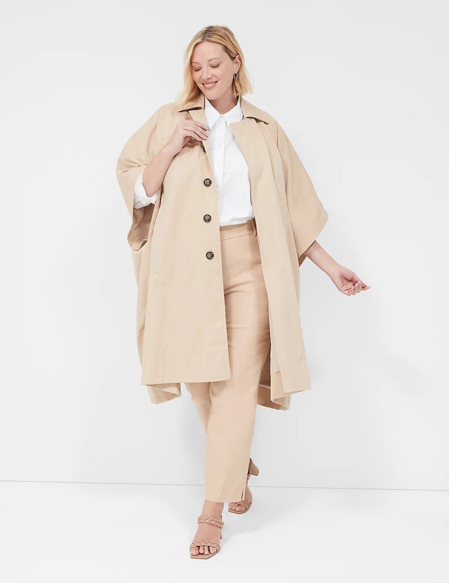 Khaki Lane Bryant Oversized Trench Poncho Women Ponchos | MZK113IJ