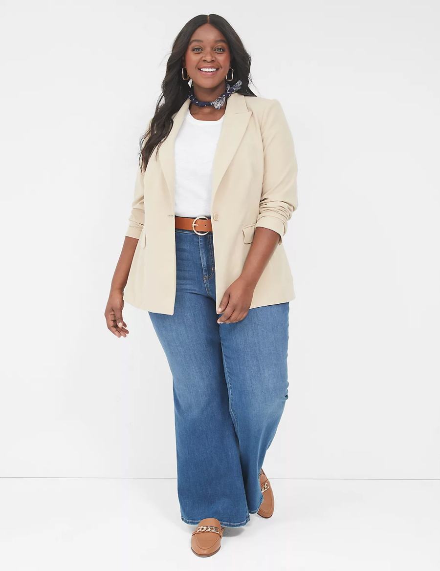 Khaki Lane Bryant Perfect Drape Women Blazers | PGB3942RJ