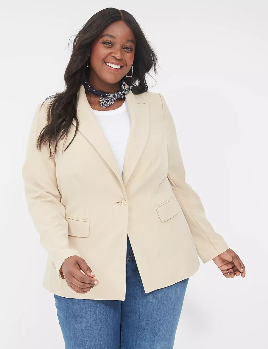 Khaki Lane Bryant Perfect Drape Women Blazers | PGB3942RJ