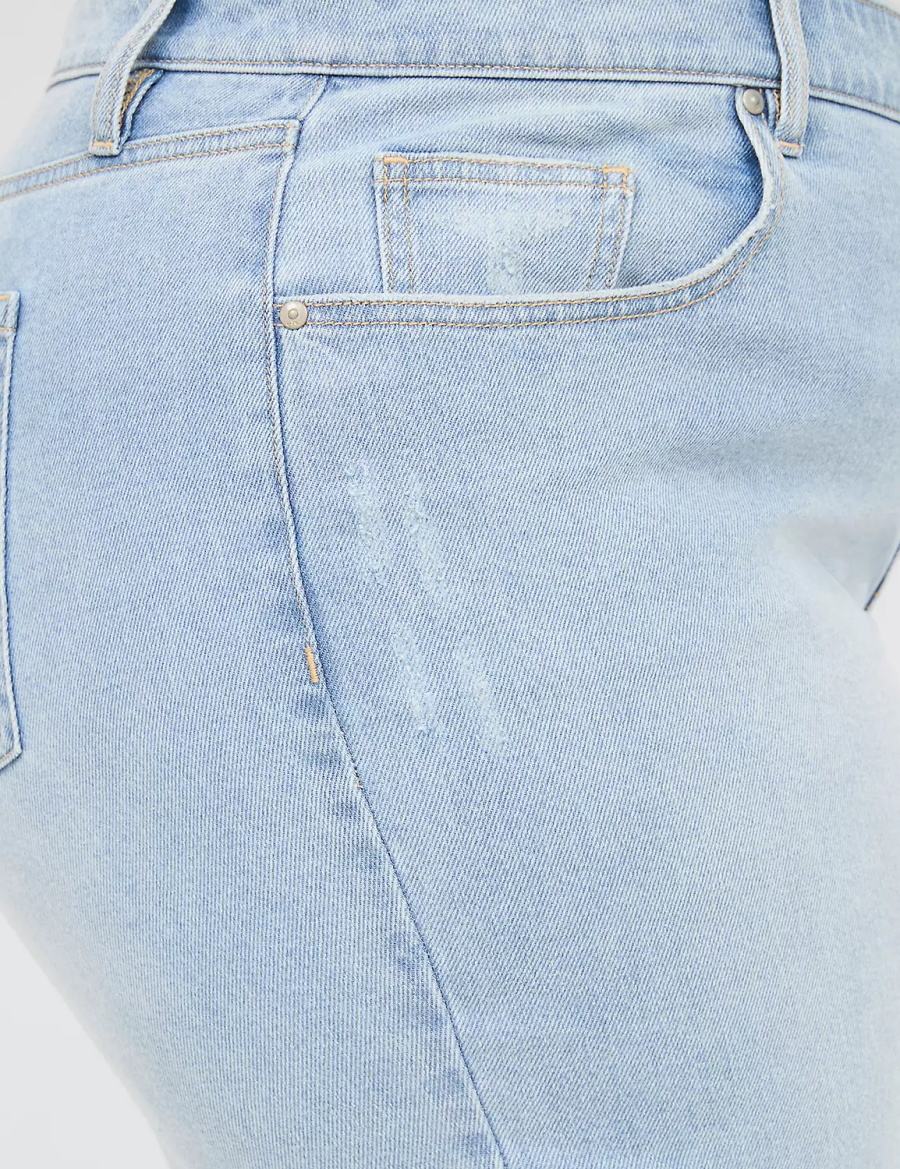 Light Blue Lane Bryant Boyfriend Fit Capri With Embroidery Women Jeans | LYP7370QU