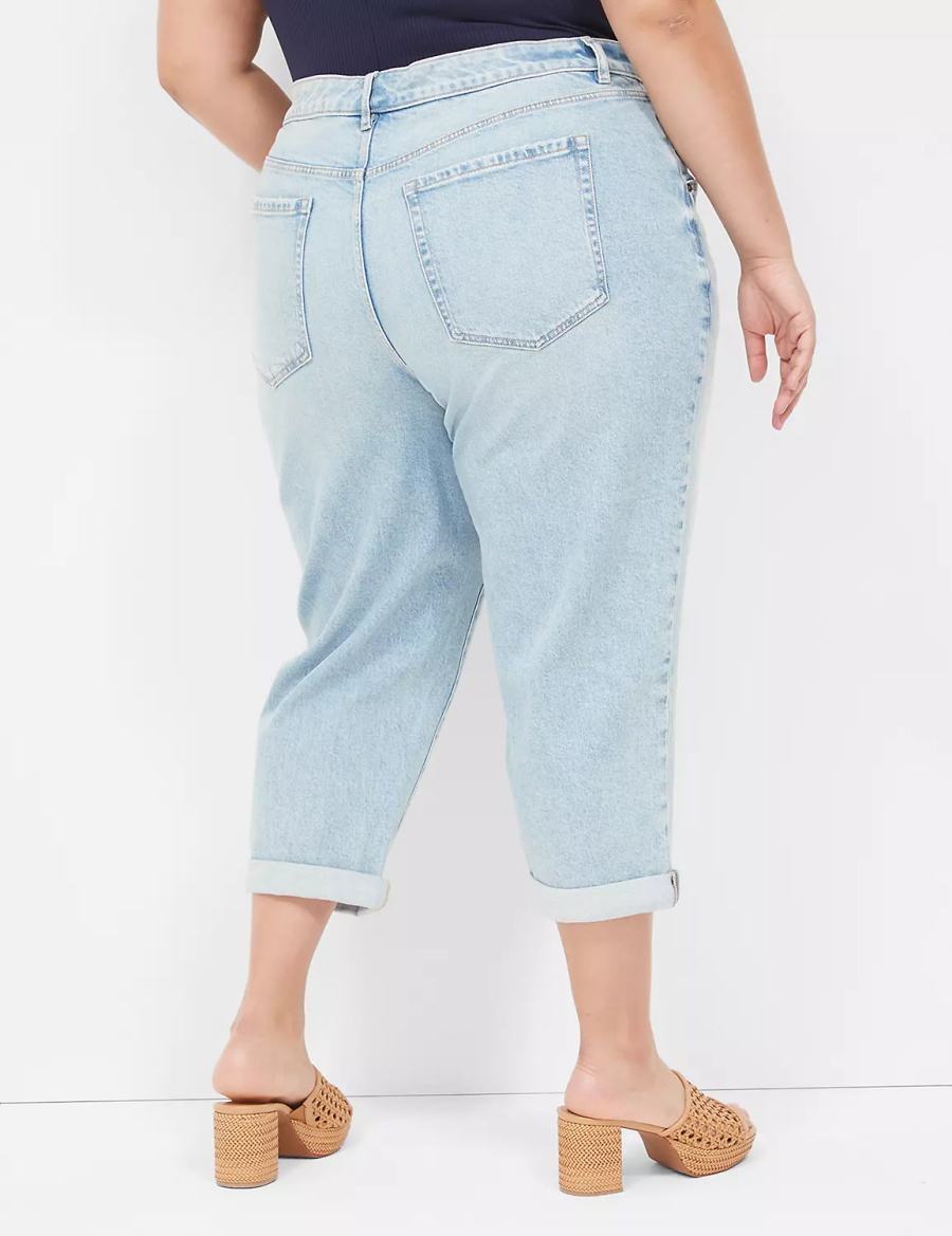 Light Blue Lane Bryant Boyfriend Fit Capri Women Jeans | YSV3176KA