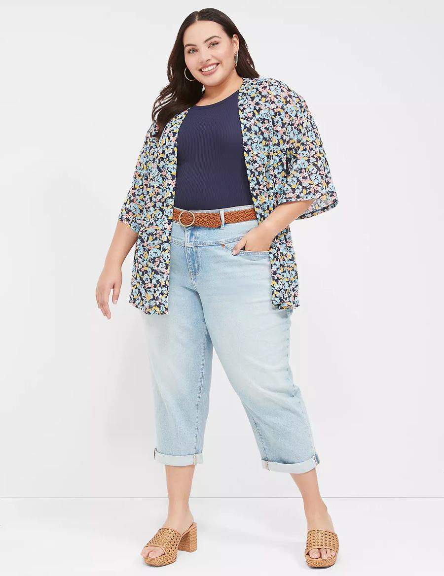 Light Blue Lane Bryant Boyfriend Fit Capri Women Jeans | YSV3176KA