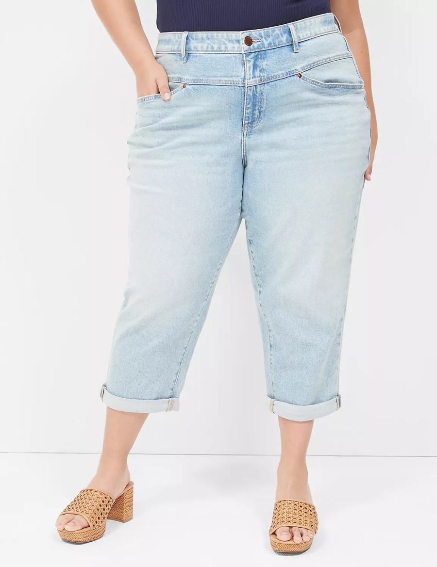 Light Blue Lane Bryant Boyfriend Fit Capri Women Jeans | YSV3176KA