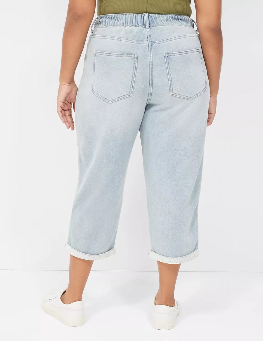 Light Blue Lane Bryant Pull-On Fit Knit Boyfriend Capri Women Jeans | XMM4184TU