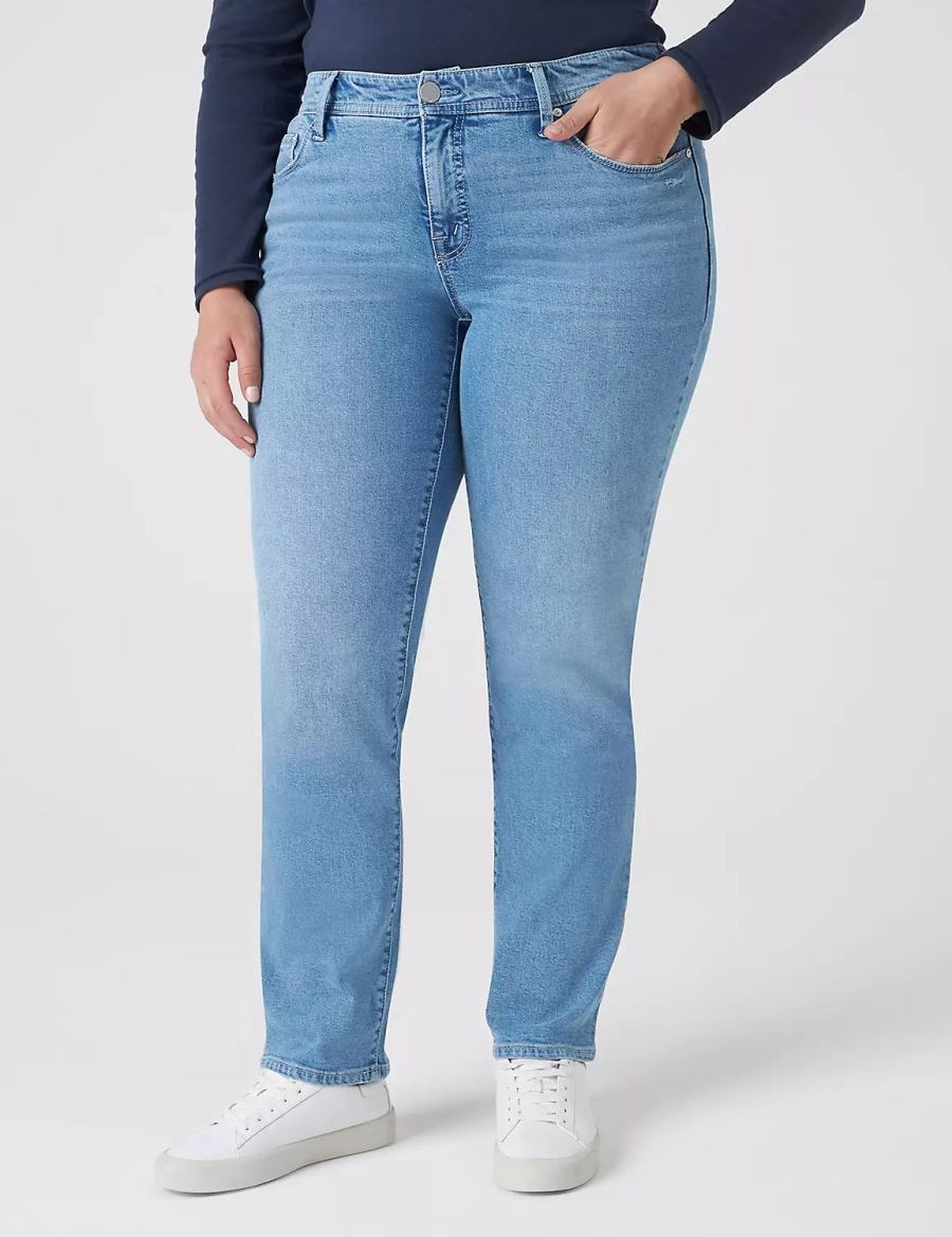 Light Blue Lane Bryant Seven7 Straight With Back Pocket Embroidery Women Jeans | TNS5550BX