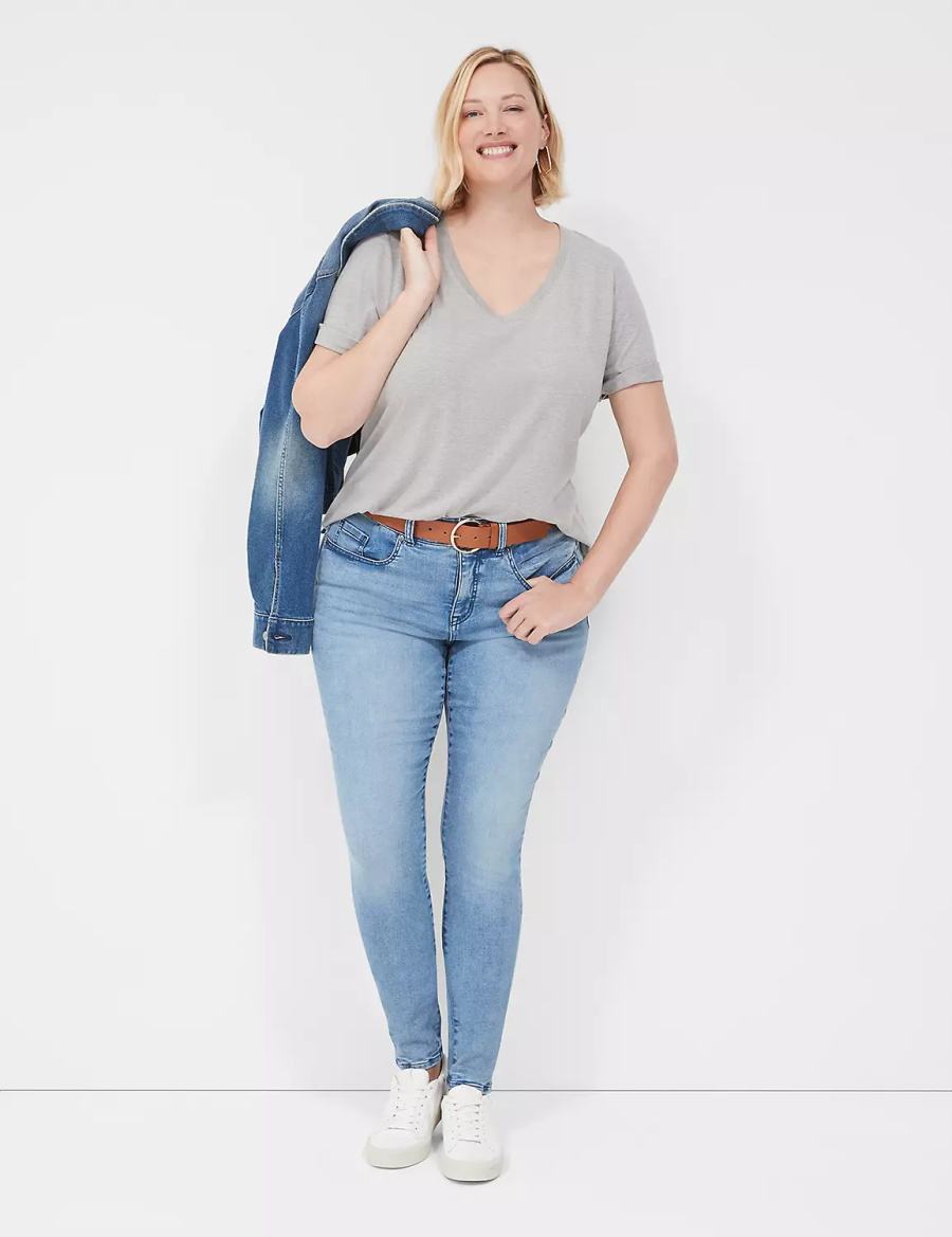 Light Blue Lane Bryant Tighter Tummy High-Rise Skinny Women Jeans | HJJ8830ET