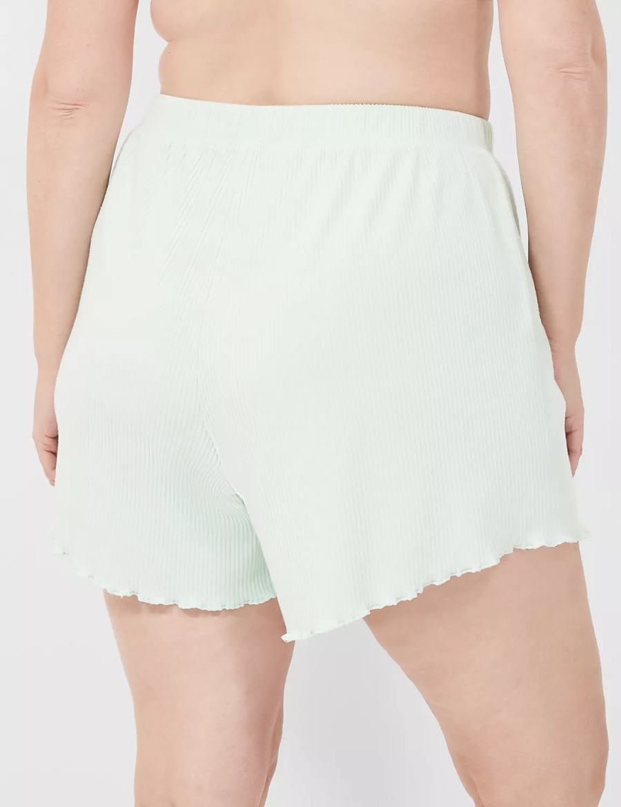 Light Green Lane Bryant Brushed Rib Lettuce-Hem Sleep Women Shorts | FVB763OS